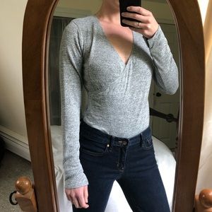 GAP grey wrap bodysuit